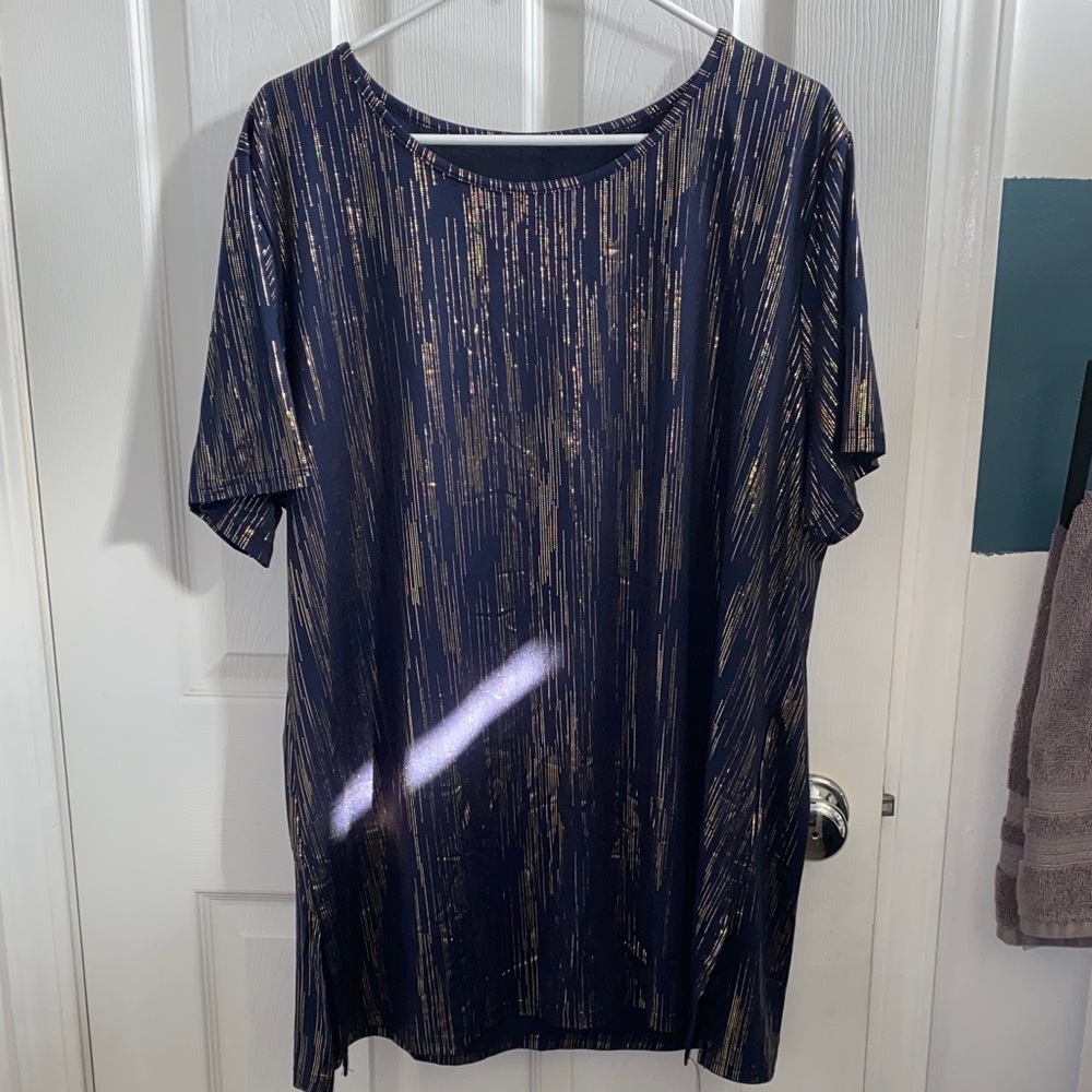 Navy and Gold Women's Blouse - Picture 2 of 4